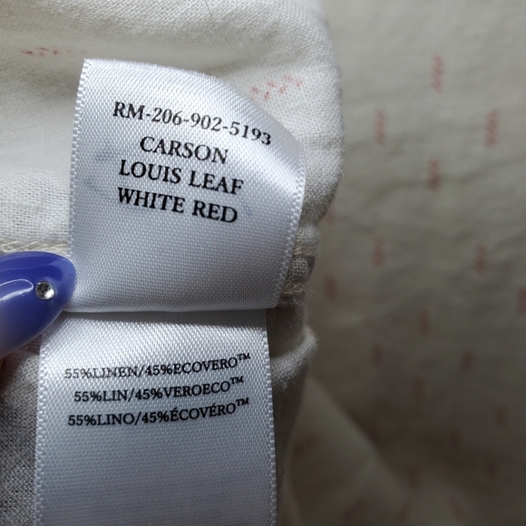 Rails Men's Carson Linen Blend Shirt - Louis Leaf White Red - Picture 9 of 10